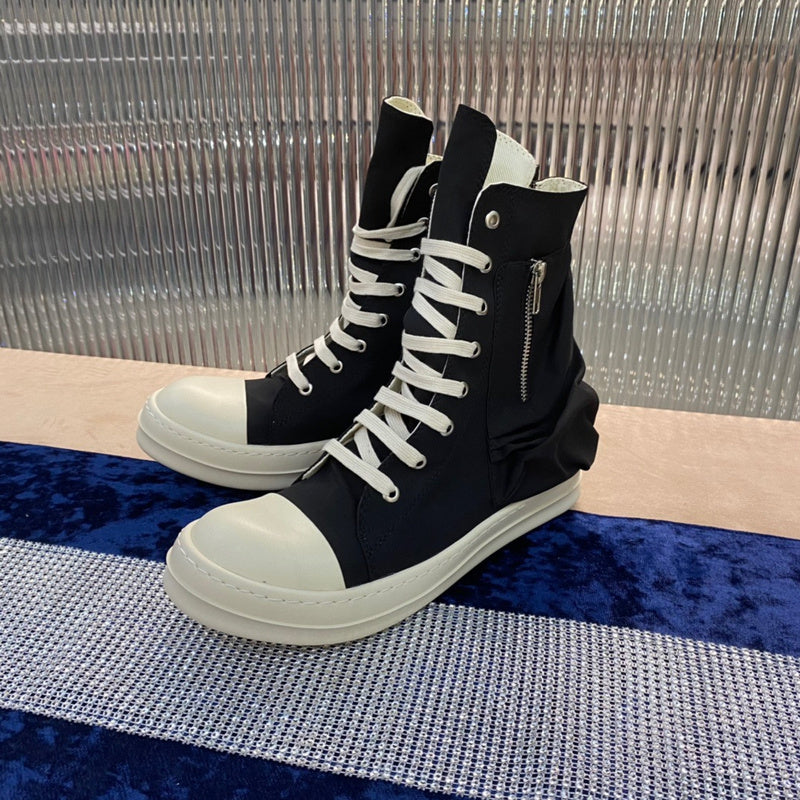 Rick Owens High-Top Nylon Boots - Black and White