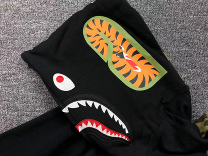 BAPE GREEN CAMO FULL ZIP HOODIE BLACK