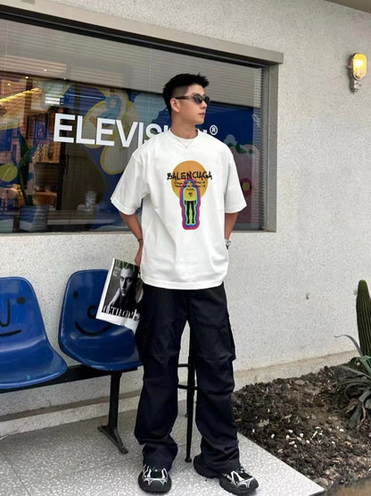 Balenciaga White T-Shirt with Graphic Design