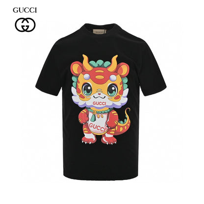 Gucci Black T-Shirt with Dragon Cartoon