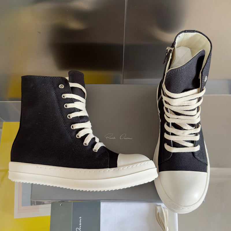 Rick Owens Black High-Top Sneakers