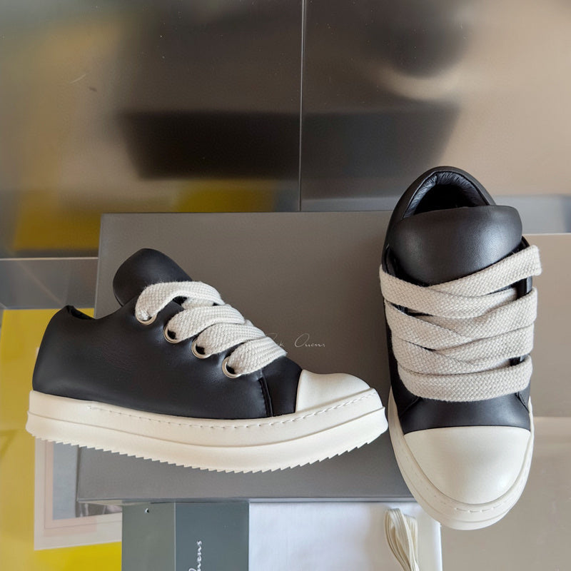 Rick Owens Black and White Low-Top Sneakers