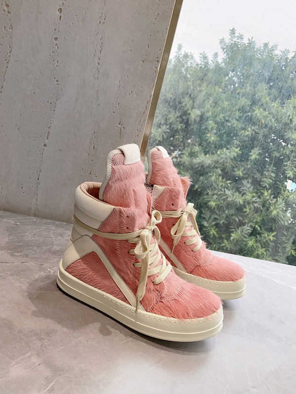 Rick Owens Geobasket Sneakers - Pink Pony Hair