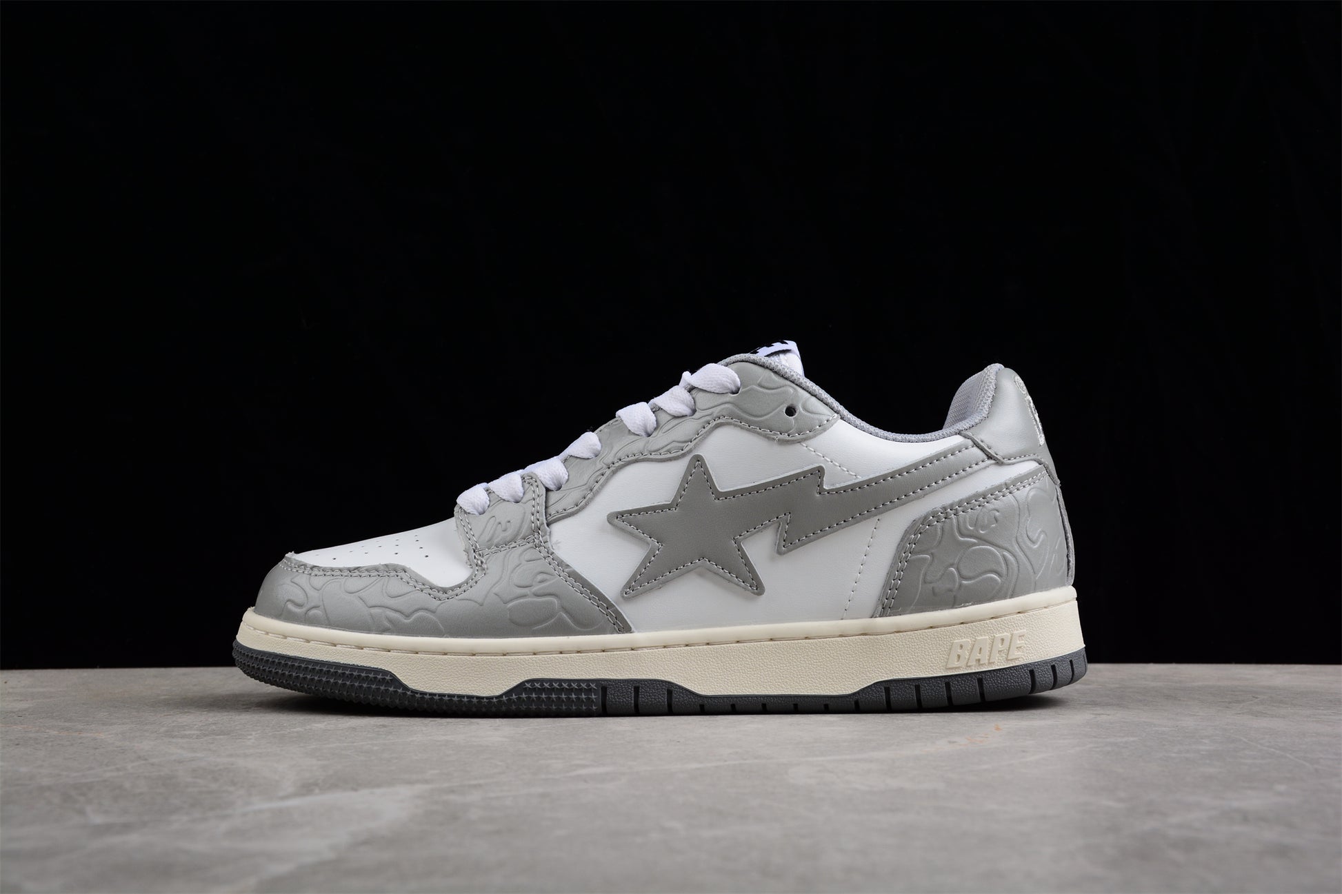 BAPE STA Low-Top Sneakers in White and Gray