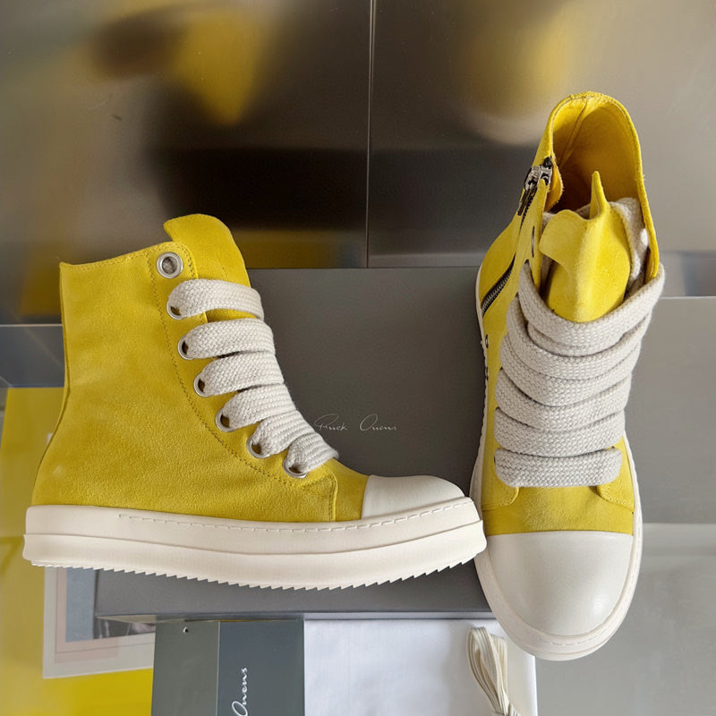 Rick Owens Yellow High-Top Sneakers