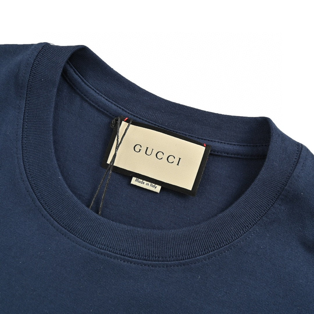 Gucci Navy T-Shirt with Overlapping Logo