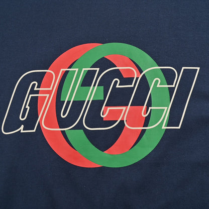 Gucci Navy T-Shirt with Overlapping Logo