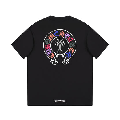 CHROME HEARTS MULTICOLOR HORSE SHOE LOGO T-SHIRT BLACK