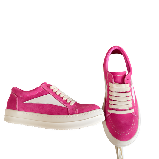 Rick Owens Pink Suede Low-Top Sneakers