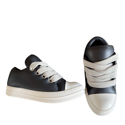 Rick Owens Black and White Low-Top Sneakers