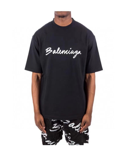 BALENCIAGA CALLIGRAPHY LOGO T-SHIRT BLACK