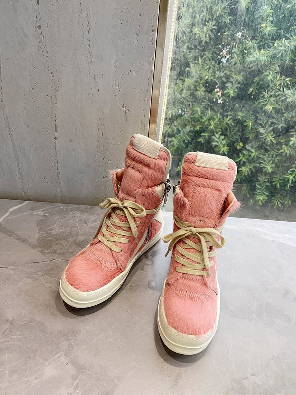 Rick Owens Geobasket Sneakers - Pink Pony Hair