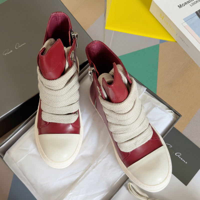 Rick Owens Red High-Top Sneakers