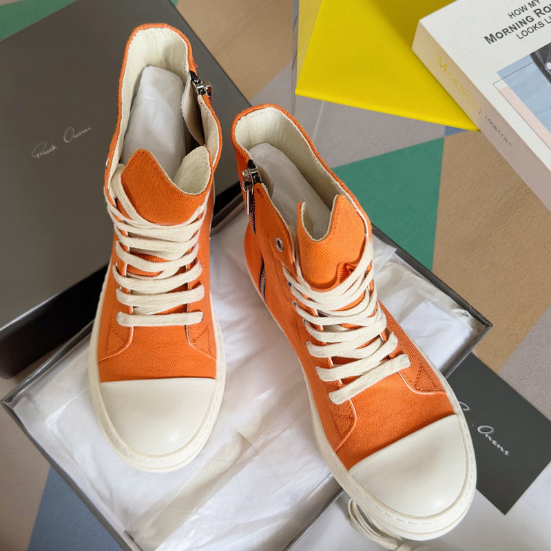 Rick Owens Orange High-Top Sneakers