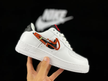 NIKE AIR FORCE 1 Low "White/Black/Red Hiking Buckle"