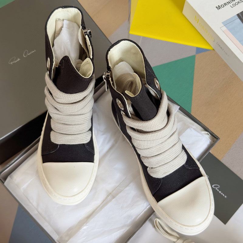 Rick Owens Black High-Top Sneakers