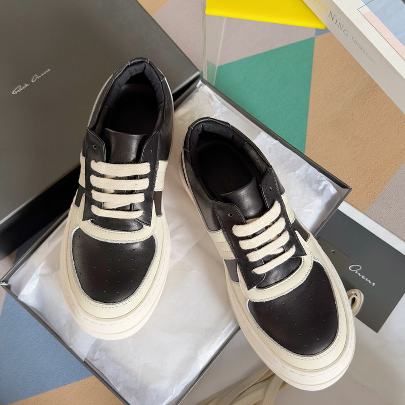 Rick Owens Black and White Low-Top Sneakers