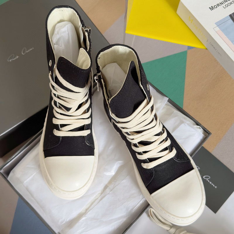 Rick Owens Black High-Top Sneakers