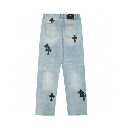 CHROME HEARTS SEX EMBROIDERED JEANS BLUE