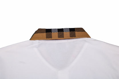 Burberry Check Collar Polo - White