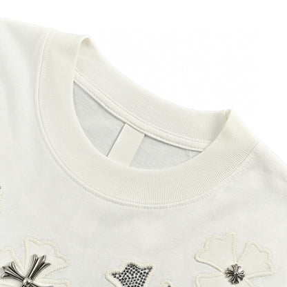 CHROME HEARTS CROSS PATCH COLLAR T-SHIRT WHITE