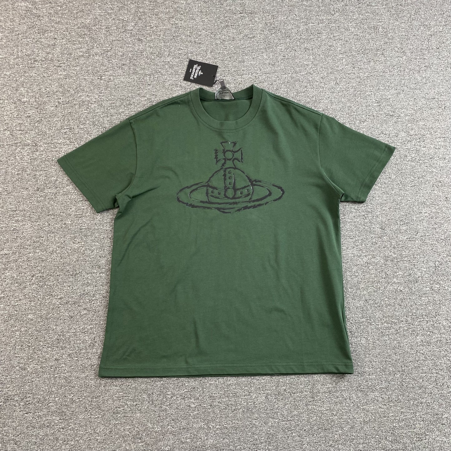 VIVIENNE WESTWOOD ROUGHLY STITCHED ORB T-SHIRT GREEN