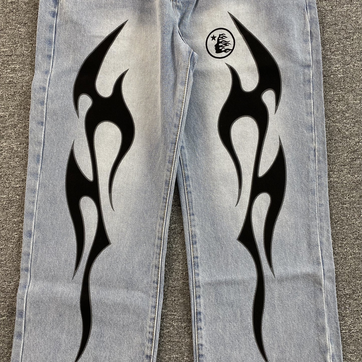 HELLSTAR BLACK FLAME JEANS WASHED BLUE