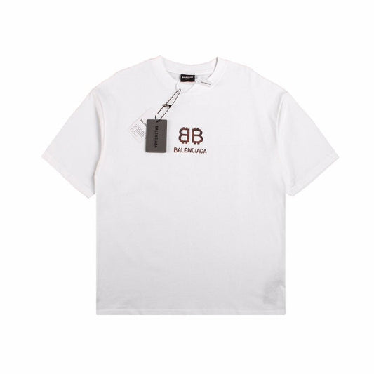 BALENCIAGA DOUBLE B LOGO T-SHIRT WHITE - Prime Reps