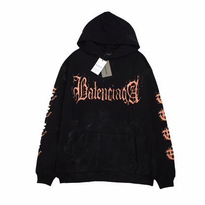 BALENCIAGA LOGO HOODIE BLACK - Prime Reps