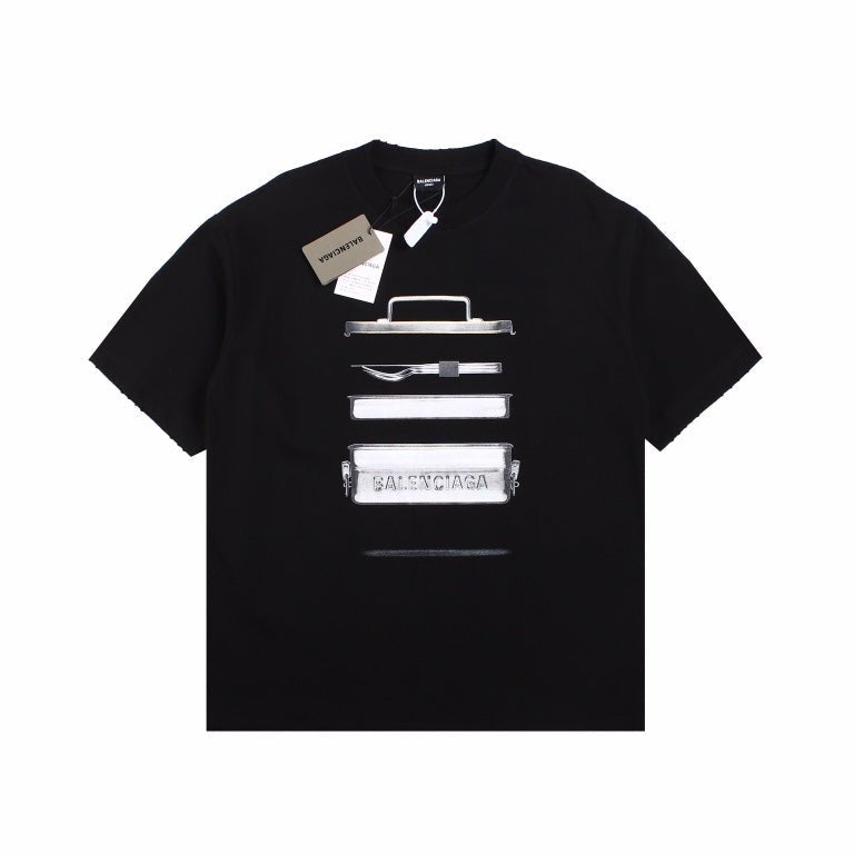 BALENCIAGA METALLIC DESIGN T-SHIRT BLACK - Prime Reps