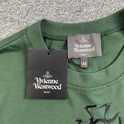 VIVIENNE WESTWOOD ROUGHLY STITCHED ORB T-SHIRT GREEN