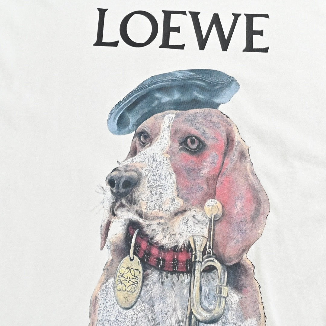 Loewe T-Shirt - White with Dog Print