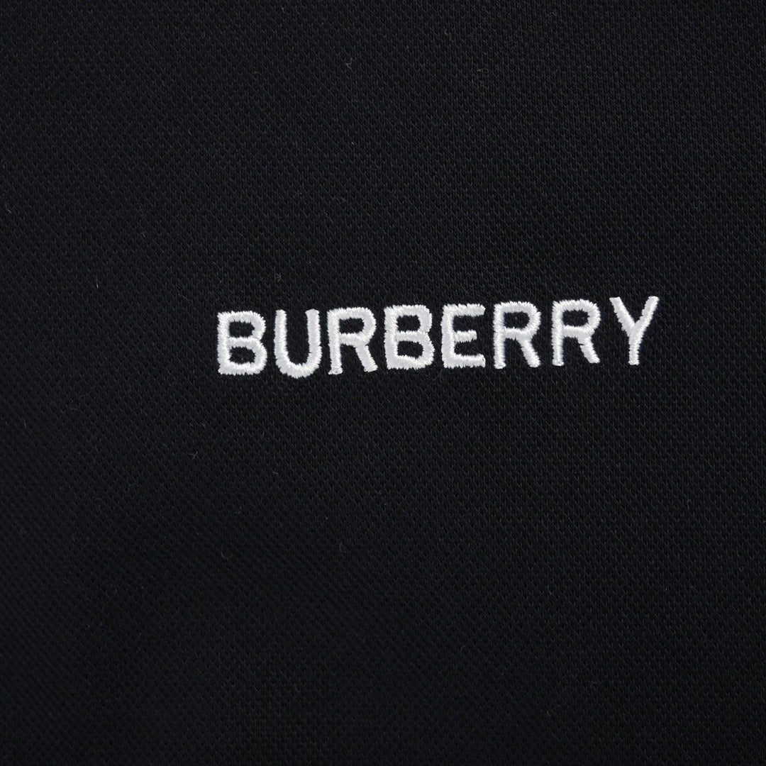 Burberry Striped Collar Black Polo Shirt