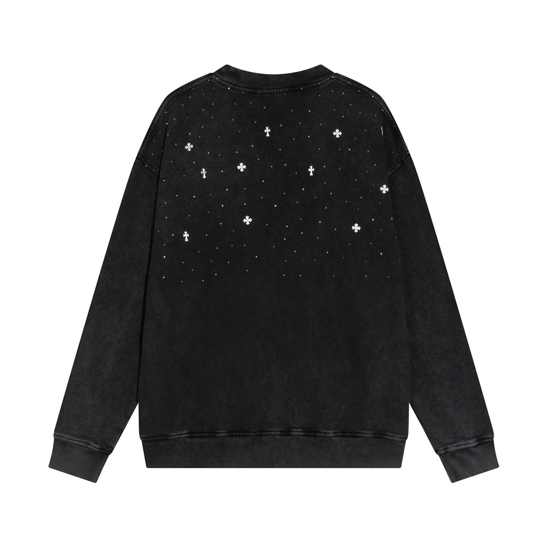 CHROME HEARTS STARRY RHINESTONE SWEATSHIRT WASHED BLACK