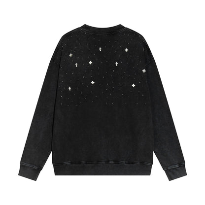 CHROME HEARTS STARRY RHINESTONE SWEATSHIRT WASHED BLACK