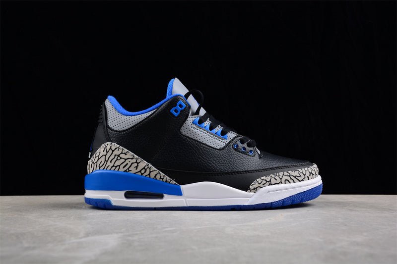 AIR JORDAN 3 RETRO BLACK/SPORT BLUE WOLF GREY - Prime Reps