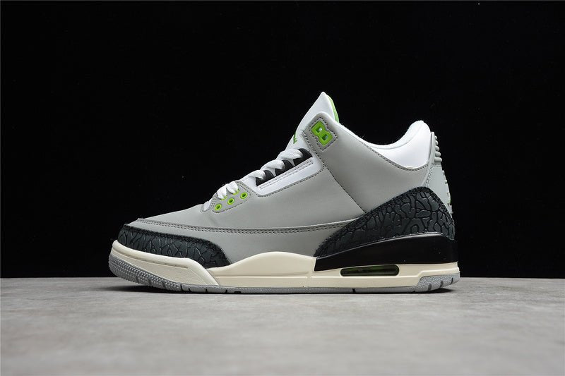 AIR JORDAN 3 RETRO CHLOROPHYLL LIGHT SMOKE GREY/CHLOROPHYLL/BLACK - WHITE - SAIL - Prime Reps