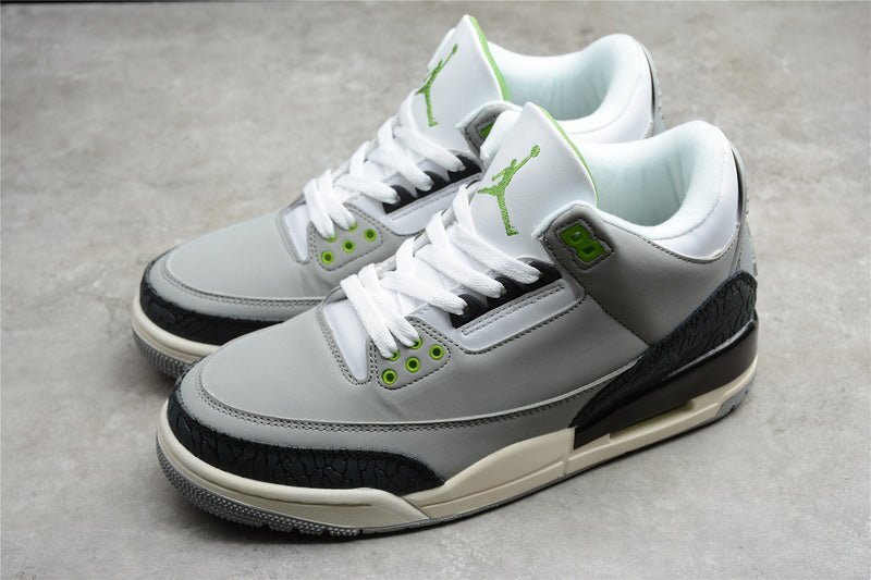 AIR JORDAN 3 RETRO CHLOROPHYLL LIGHT SMOKE GREY/CHLOROPHYLL/BLACK - WHITE - SAIL - Prime Reps