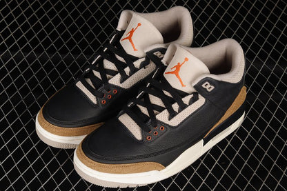 AIR JORDAN 3 RETRO DESERT ELEPHANT BLACK/RUSH ORANGE - FOSSIL STONE - Prime Reps