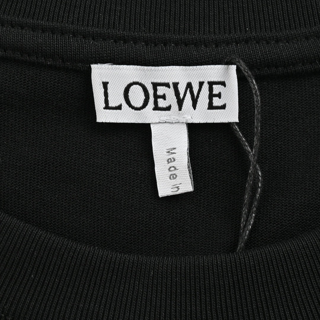 Loewe Black T-Shirt with White Pocket Logo