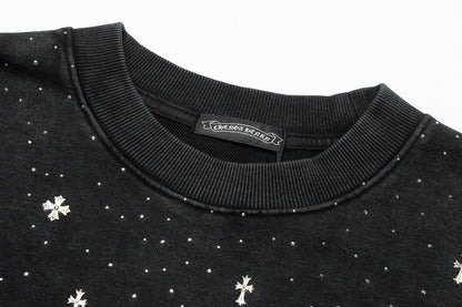 CHROME HEARTS STARRY RHINESTONE SWEATSHIRT WASHED BLACK