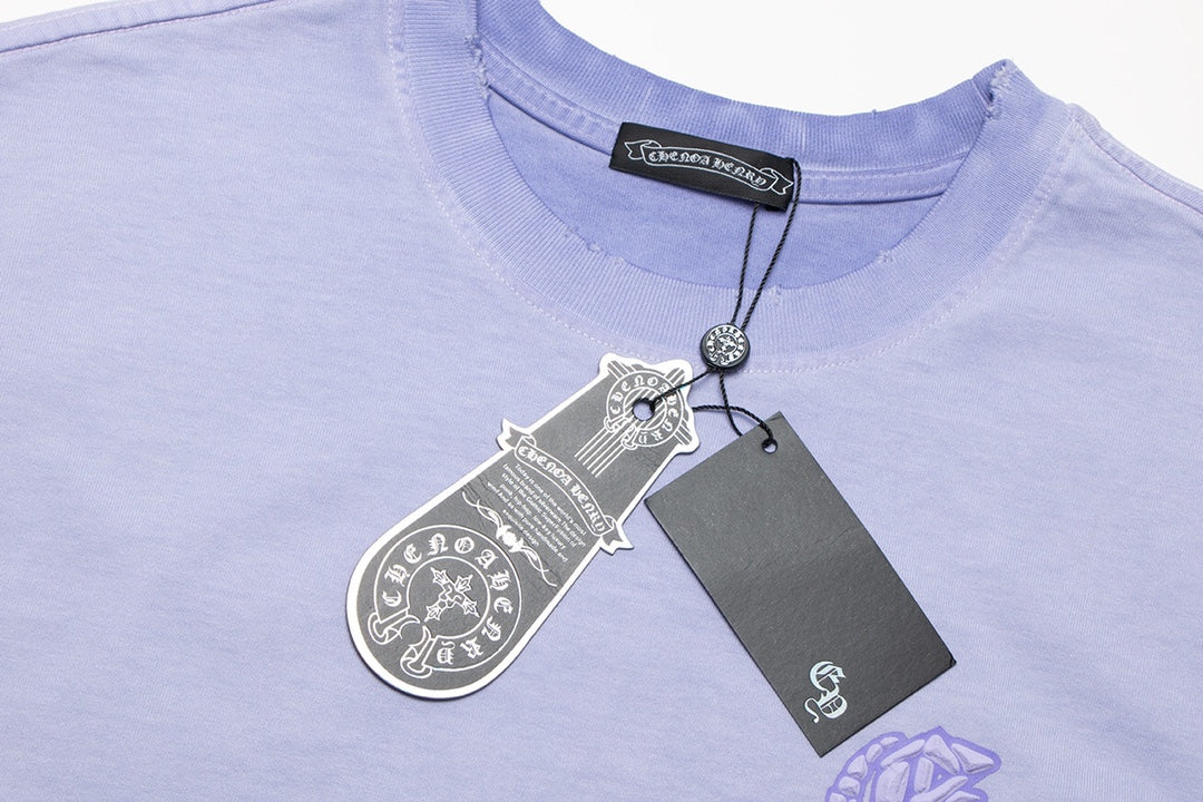 CHROME HEARTS HORSE SHOE LOGO T-SHIRT WASHED LIGHT BLUE