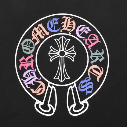 CHROME HEARTS MULTICOLOR HORSE SHOE LOGO T-SHIRT BLACK