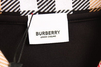 Burberry Check Collar Polo - Black