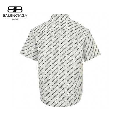 Balenciaga All - Over Logo Print Shirt (White) - Prime Reps