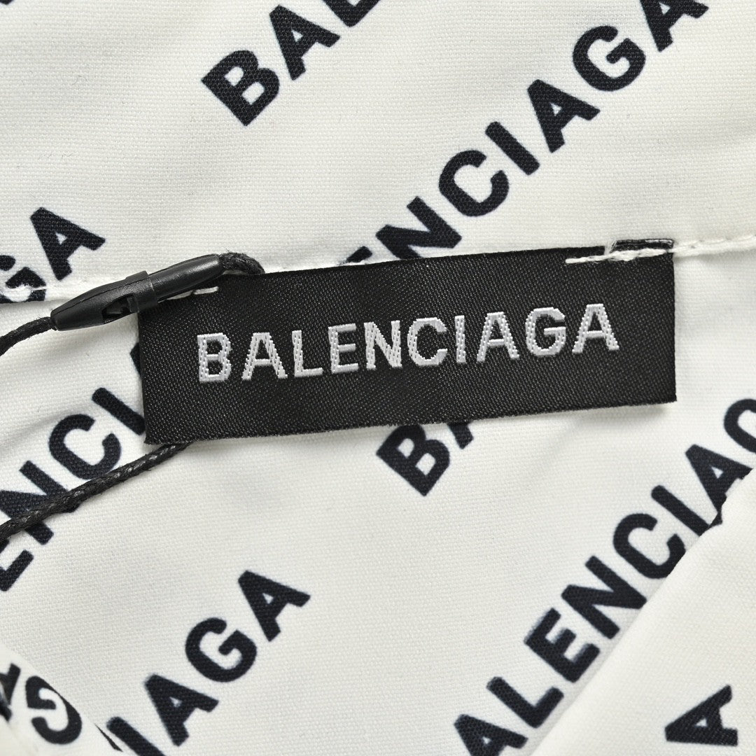 Balenciaga All - Over Logo Print Shirt (White) - Prime Reps