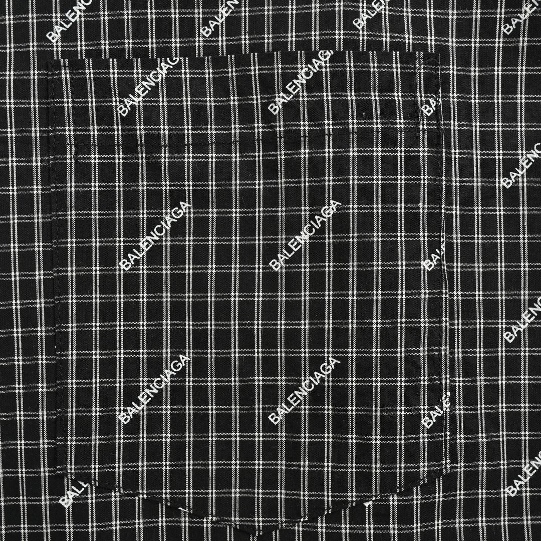 Balenciaga Allover Logo Check Shirt - Prime Reps