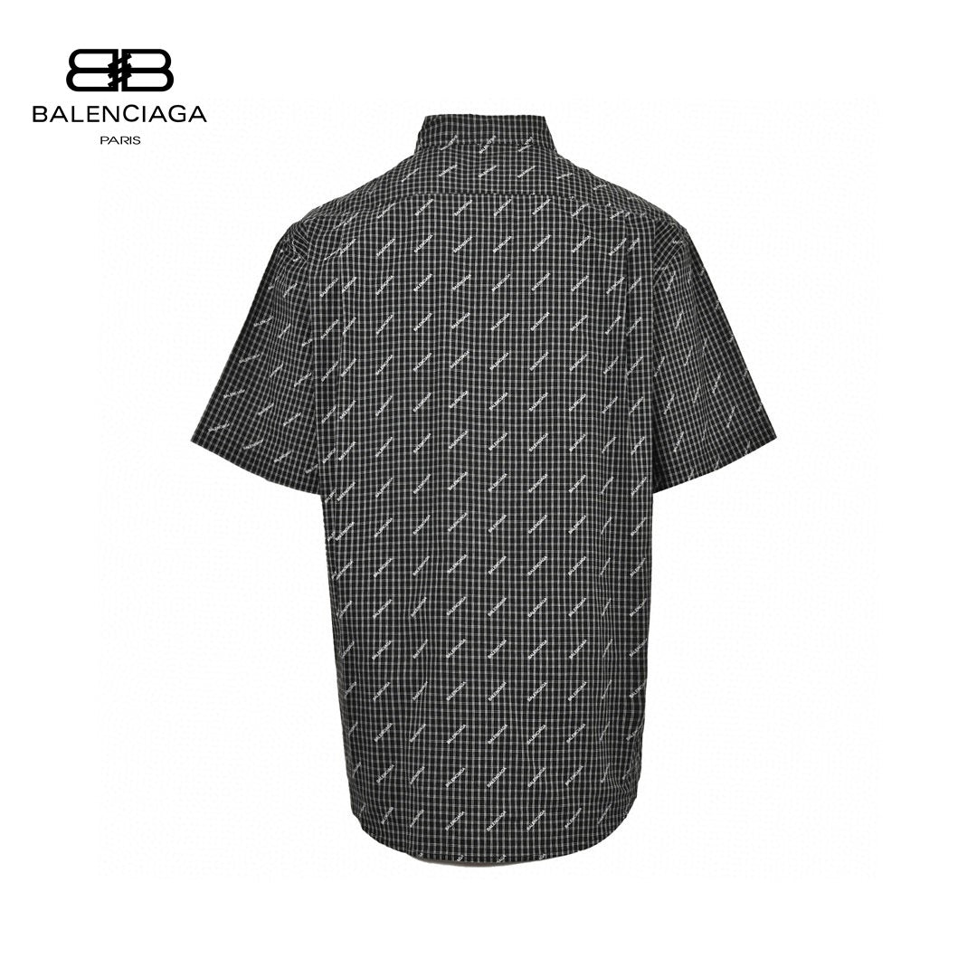 Balenciaga Allover Logo Check Shirt - Prime Reps