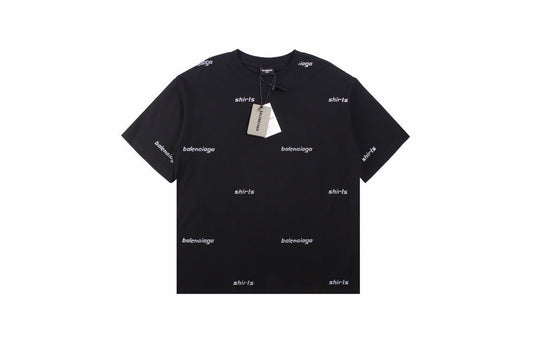 Balenciaga Allover Logo Print T-Shirt - Prime Reps