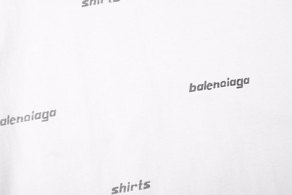 Balenciaga Allover Logo Print T-Shirt - White - Prime Reps